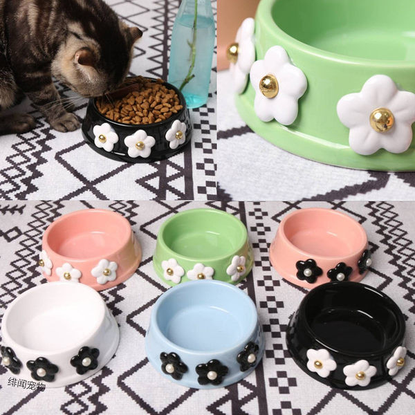 Bol din ceramica pentru caini cu decor floral