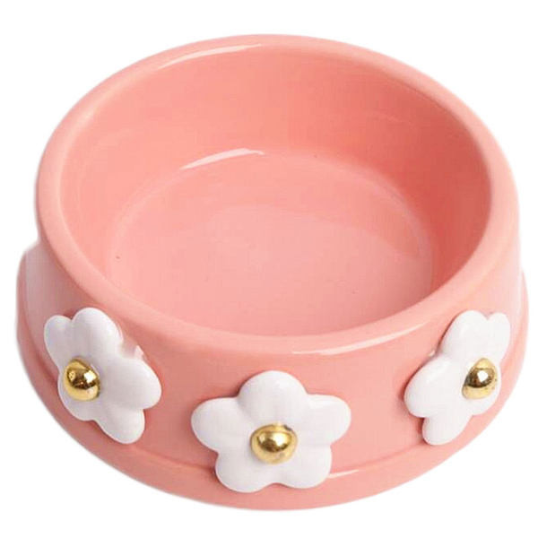 Bol din ceramica pentru caini cu decor floral