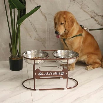 Μπολ με φαγητό και νερό με βάση για σκύλους