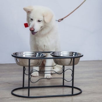 Μπολ με φαγητό και νερό με βάση για σκύλους