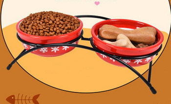 Κεραμικά μπολ με μεταλλική βάση για τροφή για σκύλους
