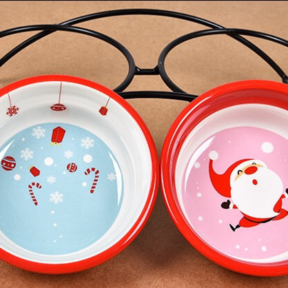 Keramičke zdjelice s metalnim postoljem za hranu za pse