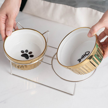 Керамична купа за кучета с поставка от неръждаема стомана