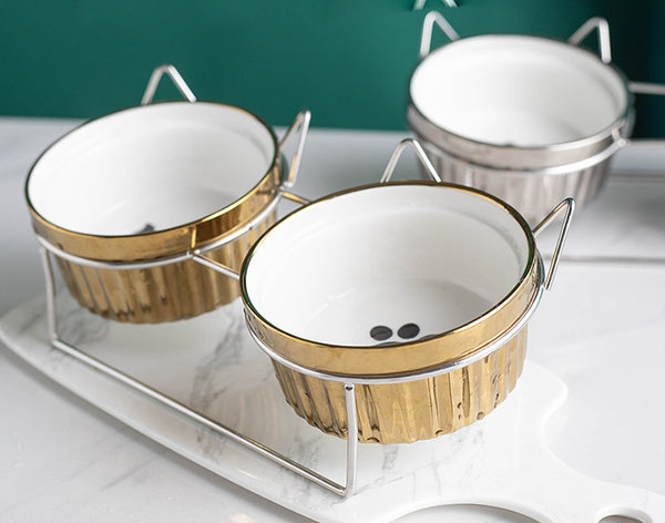 Roostevabast terasest alusega keraamiline kauss koertele