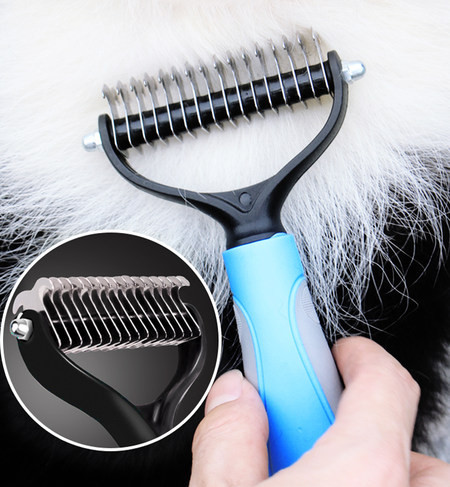 Šepetys negyviems šunų plaukams ir susivėlimams pašalinti