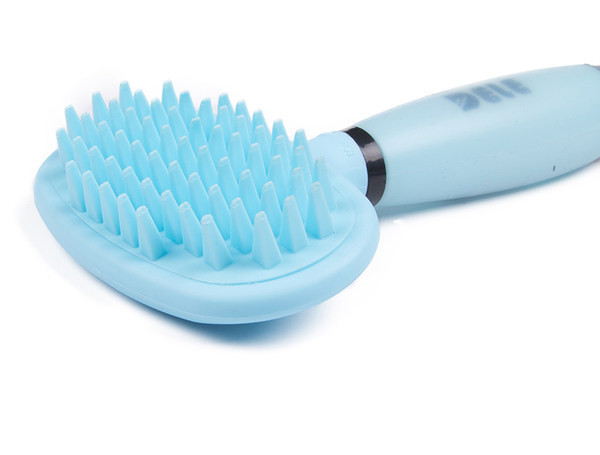 Perie de masaj din cauciuc pentru caini cu maner din plastic