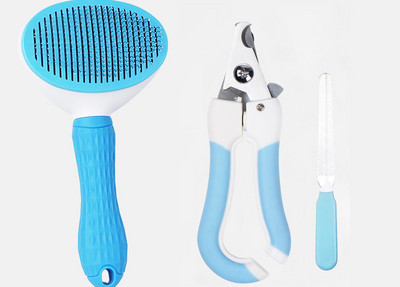 Perie pentru câini cu tăietoare metalice și mâner din plastic