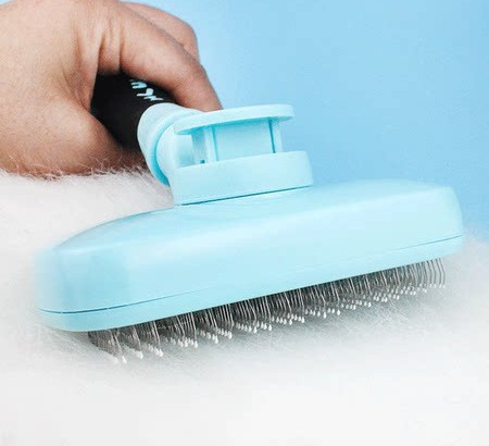 Perie din plastic cu maner rotativ pentru animale de companie