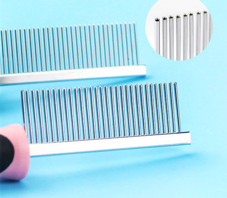 Češalj za pse od nehrđajućeg čelika s plastičnom ručkom