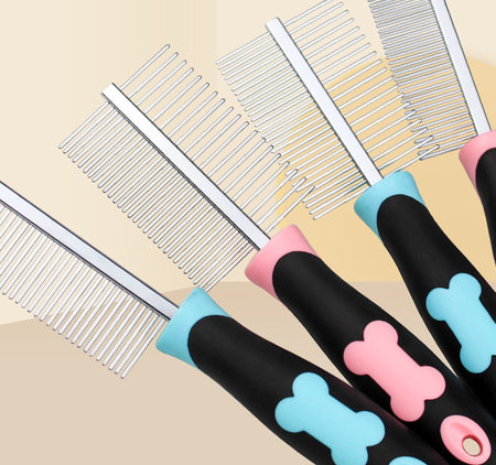 Češalj za pse od nehrđajućeg čelika s plastičnom ručkom