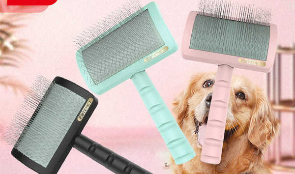 Perie pentru câini cu păr lung cu mâner din plastic