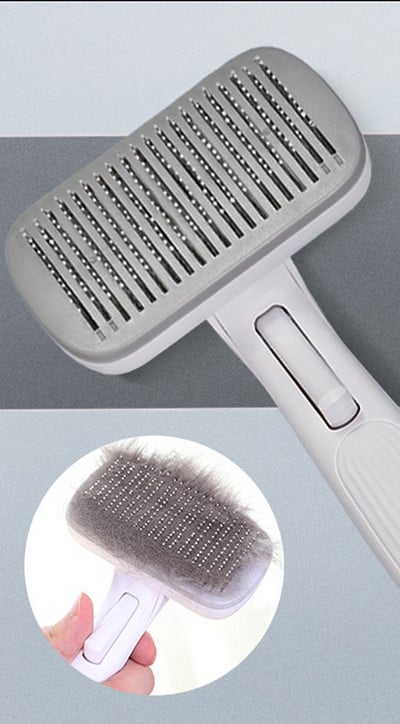 Četka za kućne ljubimce s gumbom za jednostavno čišćenje