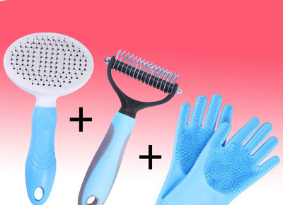 Perie cu maner din plastic pentru caini