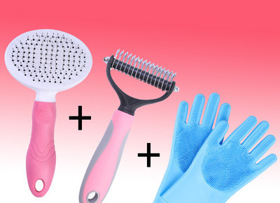 Perie cu maner din plastic pentru caini