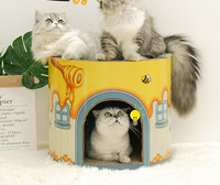 Grebalica za mačke od valovitog papira s prostorom za spavanje