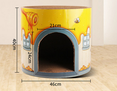 Grebalica za mačke od valovitog papira s prostorom za spavanje