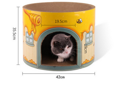 Grebalica za mačke od valovitog papira s prostorom za spavanje