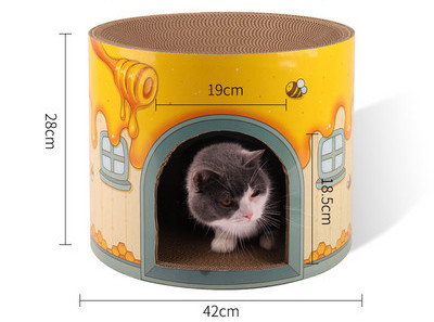 Grebalica za mačke od valovitog papira s prostorom za spavanje