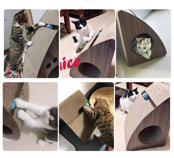 Παιχνίδι με το ξύσιμο της γάτας και το κυματοειδές χαρτί