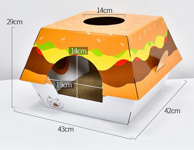 Scarlet pentru pisici din hartie ondulata in forma de casa