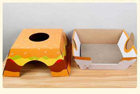 Scarlet pentru pisici din hartie ondulata in forma de casa