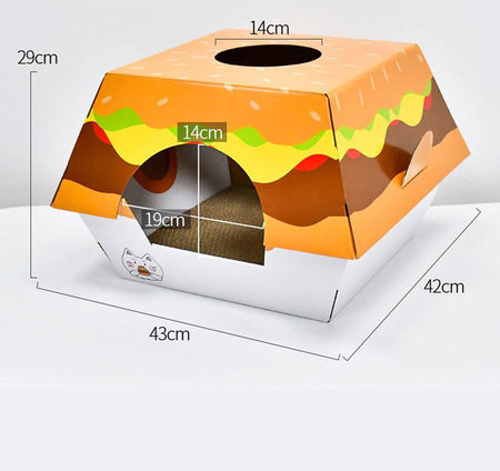 Scarlet pentru pisici din hartie ondulata in forma de casa