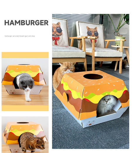 Scarlet pentru pisici din hartie ondulata in forma de casa