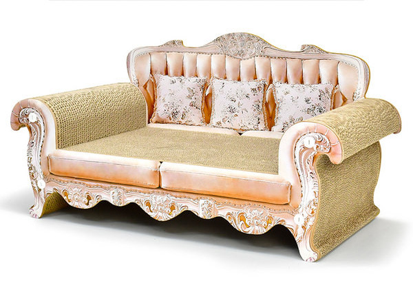 Velika grebalica za mačke od valovitog papira i krevet - 2 u 1