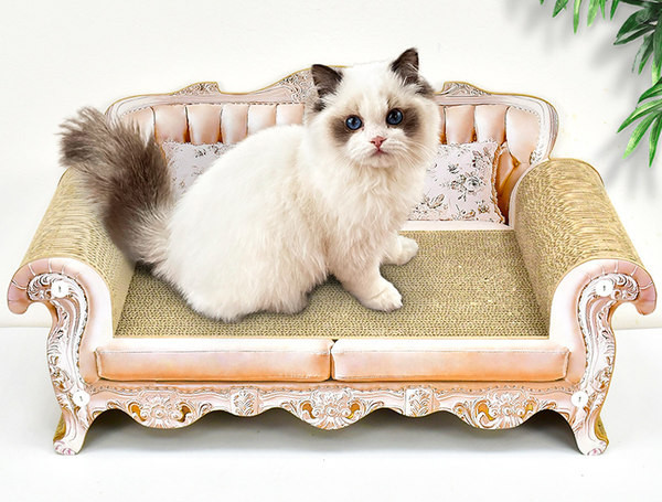 Velika grebalica za mačke od valovitog papira i krevet - 2 u 1