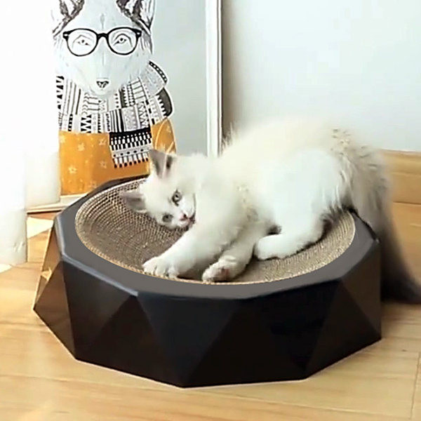 Zgârietură pentru pisici în formă rotundă de hârtie ondulată