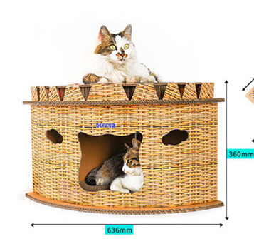 Scarlet pentru pisici din hartie ondulata cu un loc de dormit