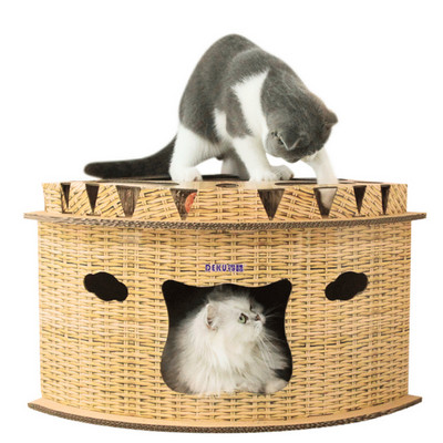 Scarlet pentru pisici din hartie ondulata cu un loc de dormit