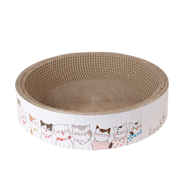 Apvalus draskytuvas katėms iš gofruoto popieriaus ir guolio - 2 viename