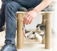 Drvena penjalica s visećom mrežom za mačke