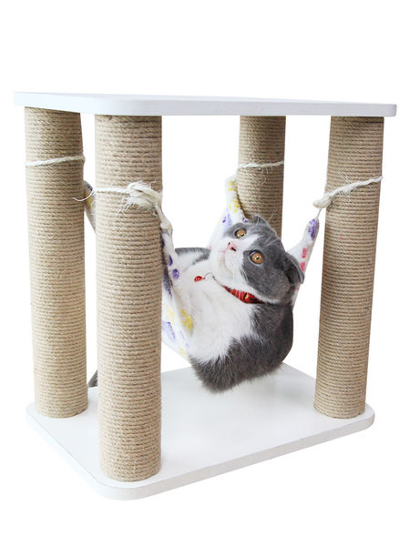 Drvena penjalica s visećom mrežom za mačke