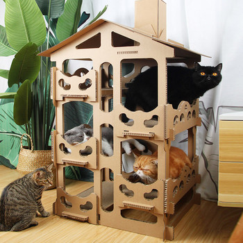 Σπίτι γάτας-σκαρίφημα από κυματοειδές χαρτί