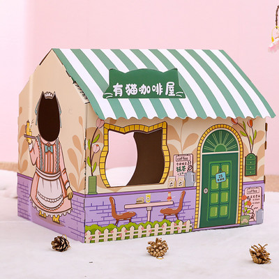 Kaķu kartona māja ar aplikāciju