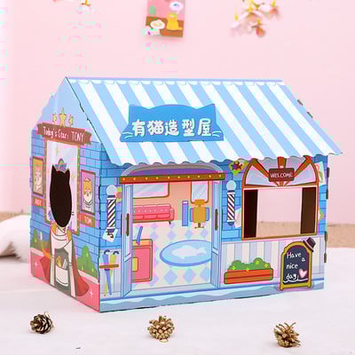 Kaķu kartona māja ar aplikāciju