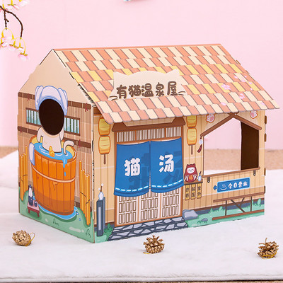 Kaķu kartona māja ar aplikāciju