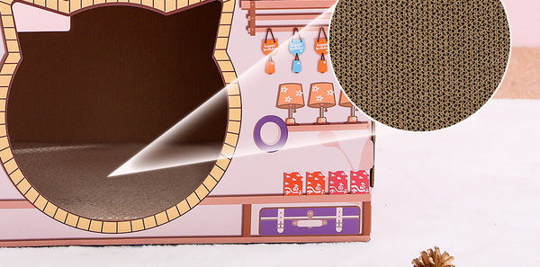 Kaķu kartona māja ar aplikāciju