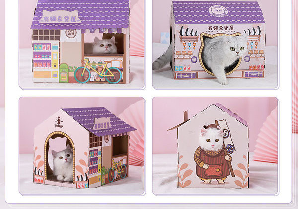 Kaķu kartona māja ar aplikāciju