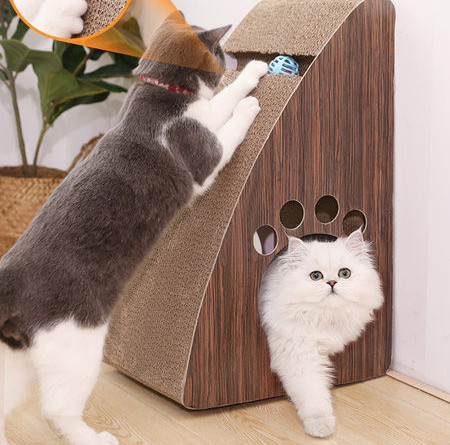 Τουαλέτα και  ξύστρα για  γάτας από κυματοειδές χαρτί