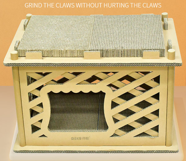 Casă pentru pisici și racletă pentru unghii - 2 în 1