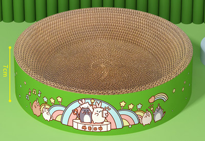 Zgarietor rotund pentru pisici cu hartie ondulata