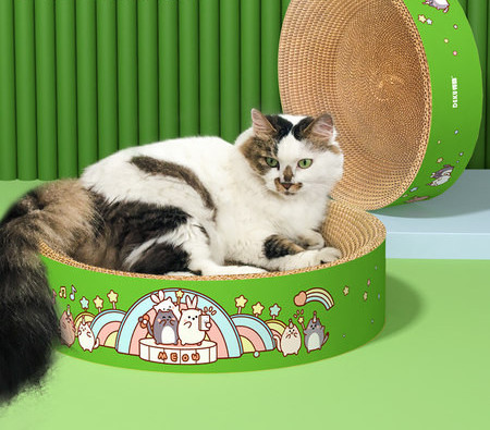 Zgarietor rotund pentru pisici cu hartie ondulata