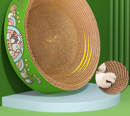 Zgarietor rotund pentru pisici cu hartie ondulata