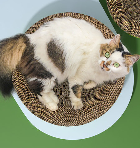 Zgarietor rotund pentru pisici cu hartie ondulata