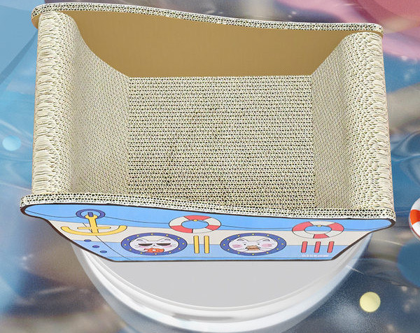 Navă de toaletă pentru pisici pentru zgârierea din hârtie ondulată