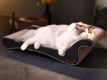 Ξύστρα γάτας σε σχήμα καναπέ - από κυματοειδές χαρτί