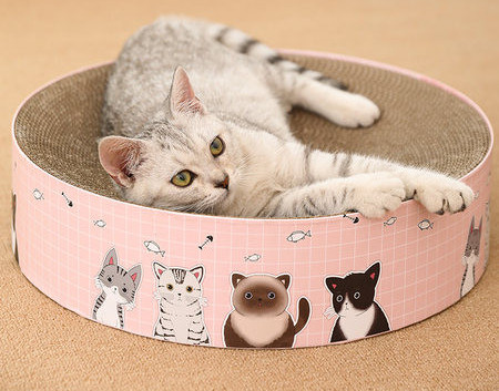 Zgarietor rotund pentru pisici cu hartie ondulata